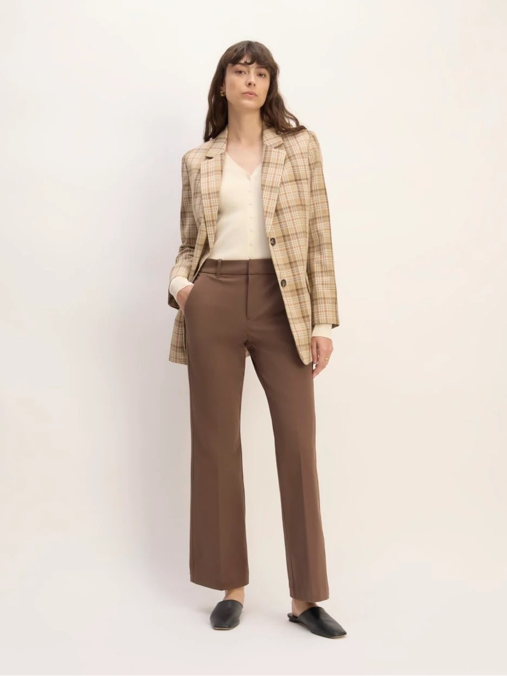 Everlane Bi-Stretch Flare Pants, Chocolate Brown, size 4